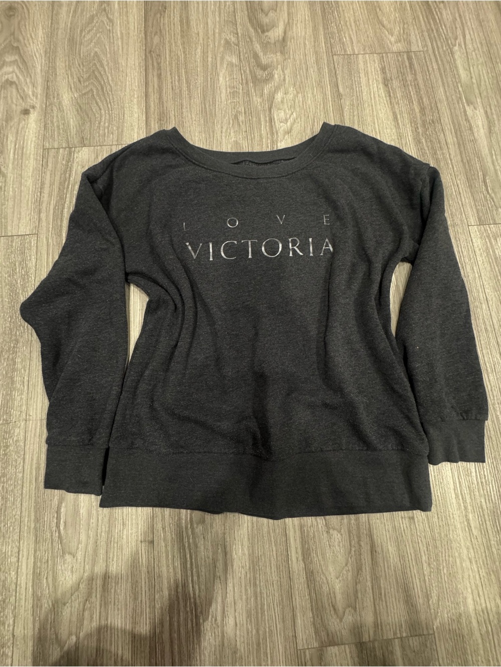 Victoria's Secret Black Crewneck with 'LOVE VICTORIA' Script